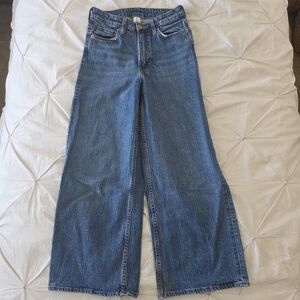 H&M Denim high waist, wide leg cropped jeans